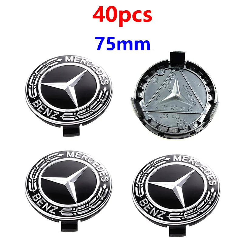 40pcs 75mm Car Wheel Center Caps Hub Caps For Mercedes Benz A B C E S GLA GLB GLC GLE GLS GLK CLS ML GL R W205 W213 Accessories