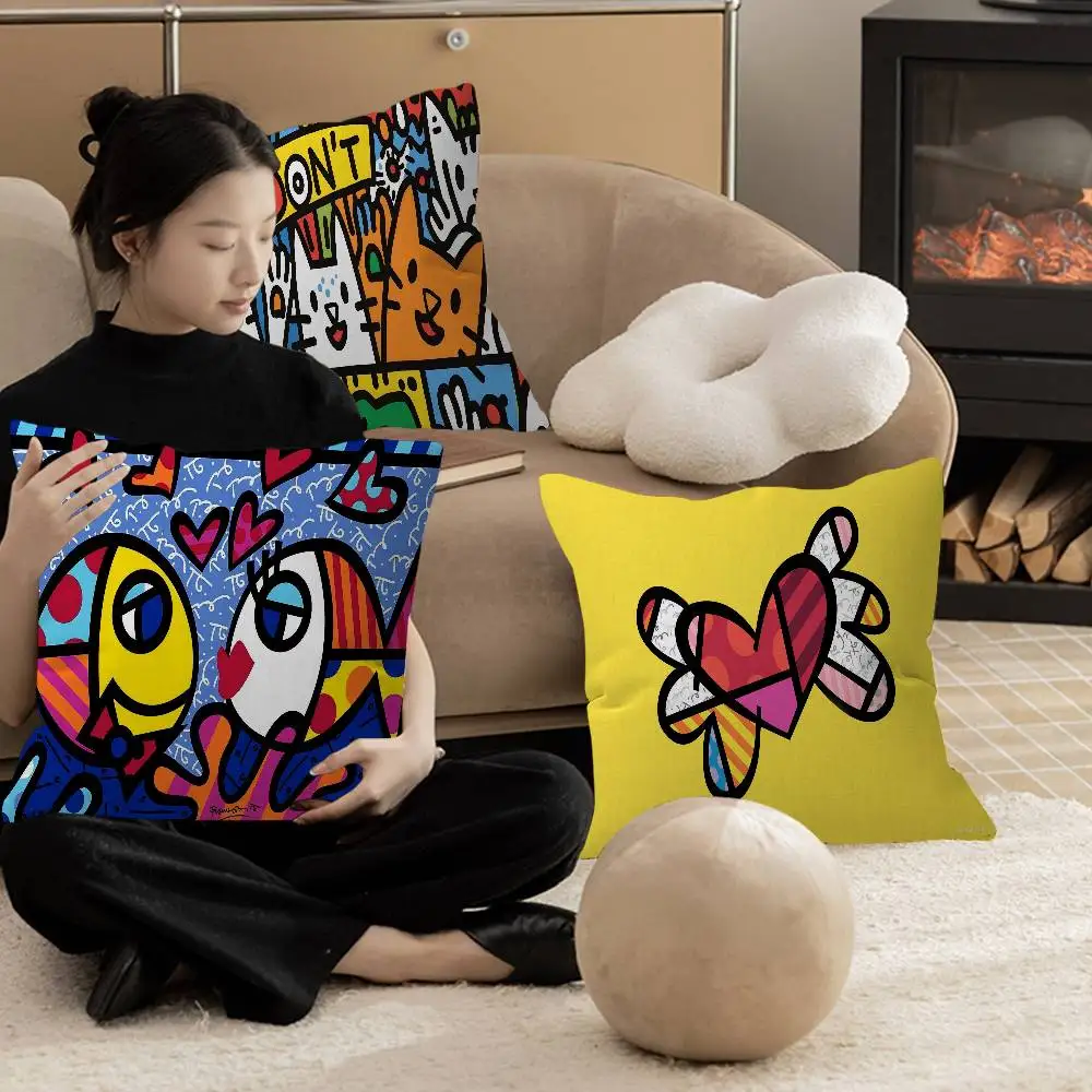 Britto Art-funda de almohada decorativa estética para habitación, decoración del hogar, dormitorio, sofá cama, funda de almohada de 45x45