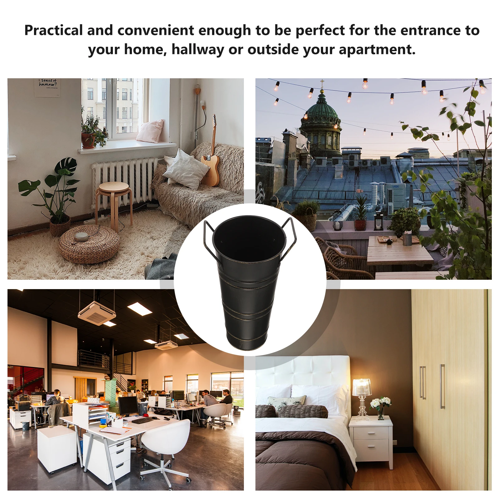 

Iron Flower Bucket Retro Flowerpot Vase Desktop Planter Flower Container with Handle for Home Garden Balcony Decor