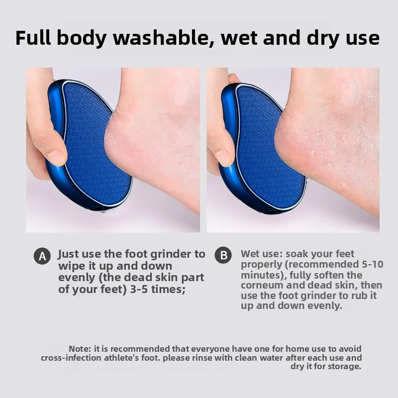 6 قطعة ماكينة تشذيب القدم اليدوية من الزجاج النانو إزالة الجلد الميت فرك الكعوب المقطوعة يمكن غسلها فرك القدم وأدوات الباديكير