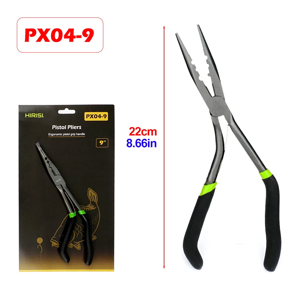 Hirisi Angelzange mit gebogener Nase, Salzwasser-Multitool, Teflon-beschichteter Angelzubehör aus Kohlenstoffstahl PX03