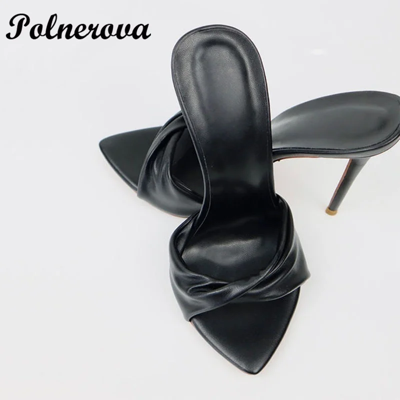 Sexy Pointy Open Toe Twist Strap Mules Slippers Stiletto Heels Women Shoes Summer Elegant Party Pumps Sandalias De Mujer Verano