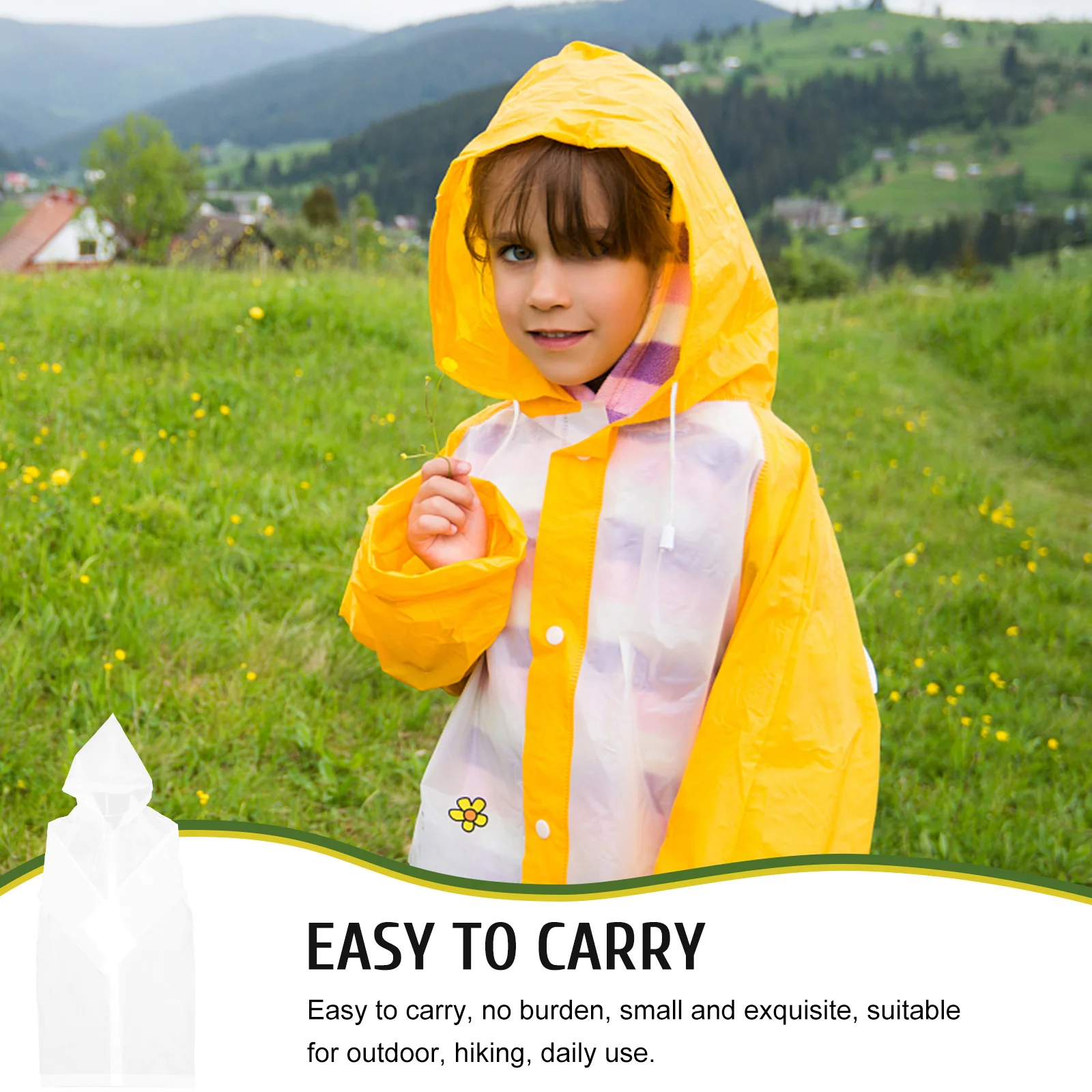 

2pcs Children Raincoats Reusable PEVA Ponchos Waterproof Kids Hooded Portable Suits Unisex Cape Coats Durable Outdoor Hiking