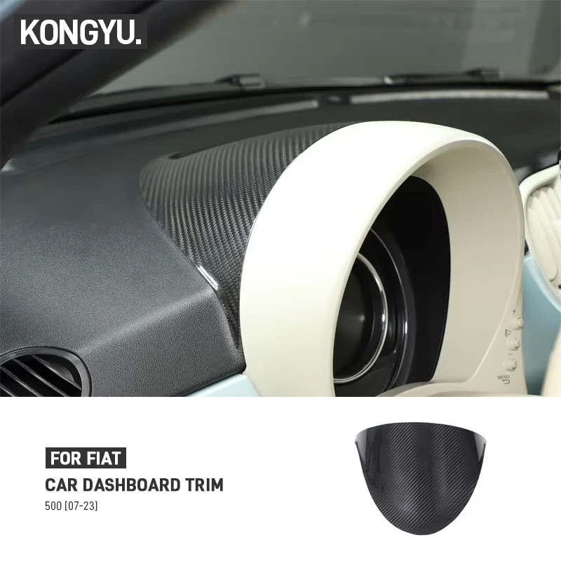 Real Carbon Fiber For Fiat 500 2007-2023 Car Dashboard Speedometer Decorative Cover Sticker Interior Protection Accessories