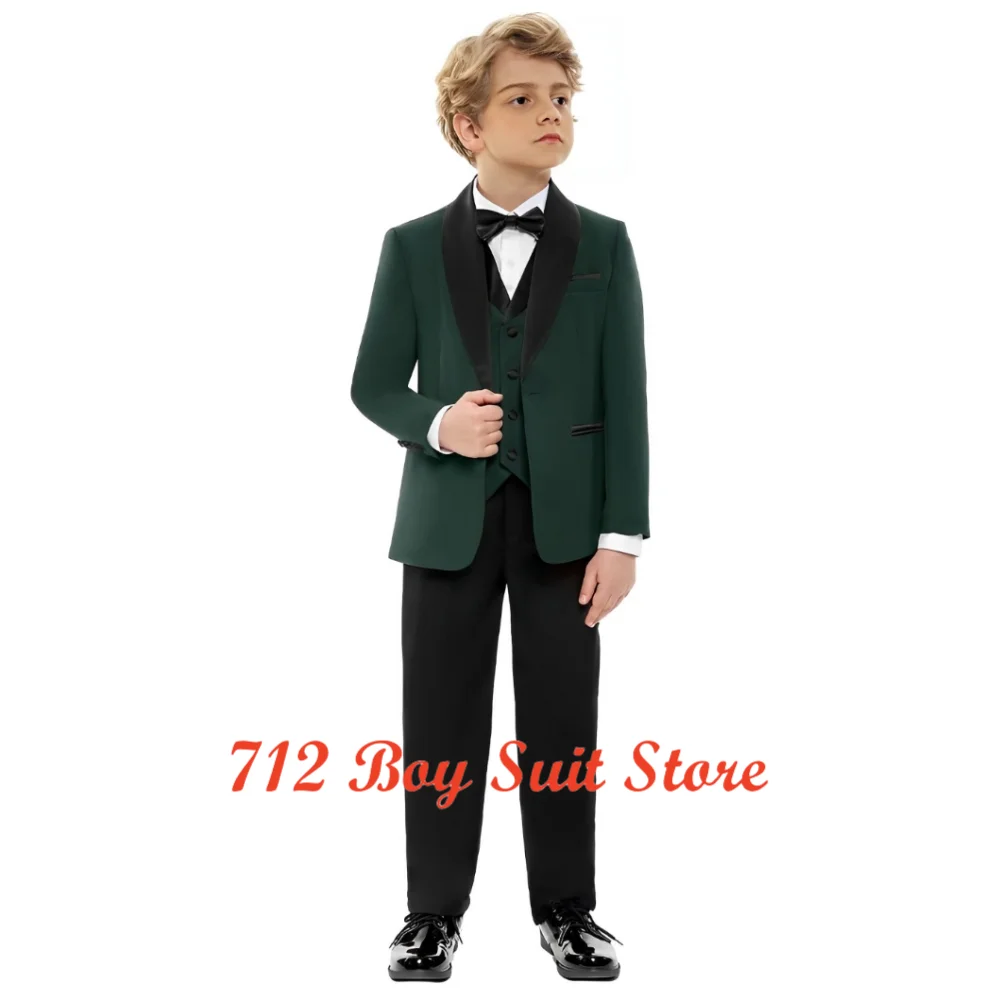 

Kids Wedding Outfit 3 Pieces Jacket Pants Vest Custom Full Set Party Dress 2-16 Years Old Shawl Collar Kids Blazer