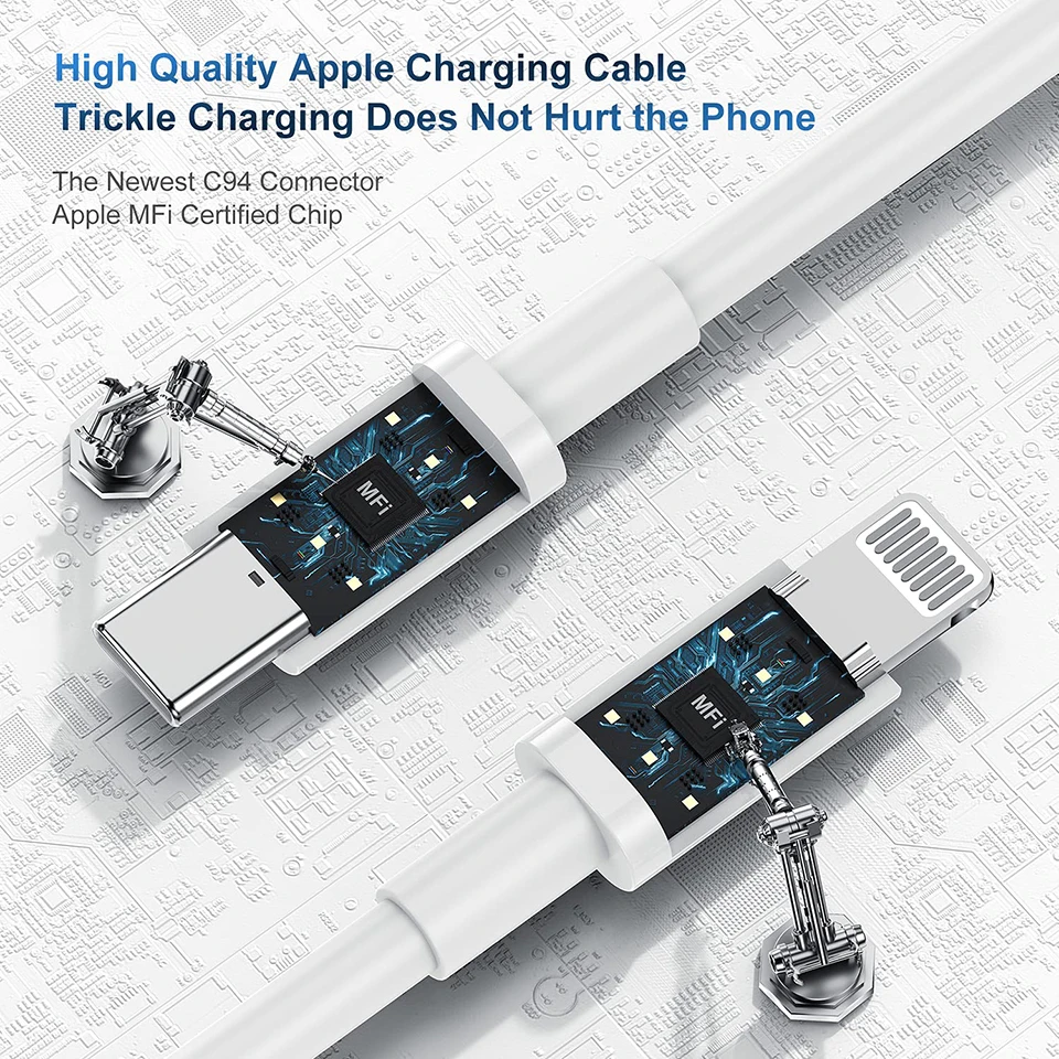 MFi PD 30W USB-C to Lightning Charger Cable For iPhone 14 13 12 11 Pro Max Type C Fast Charging XS XR X 8 Plus Phone Accessories