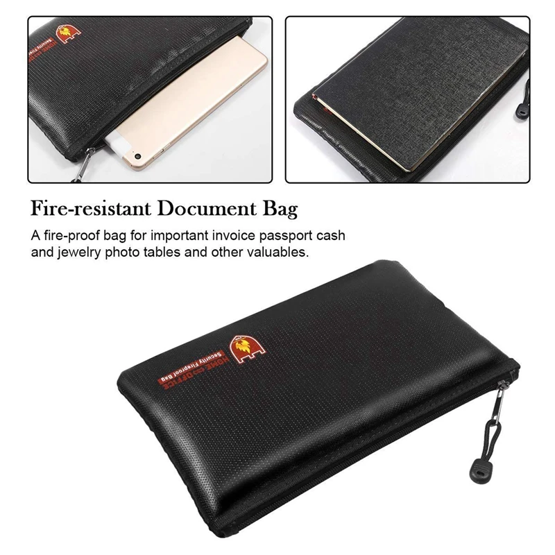 2 Pcs Fireproof Document Bags, A4 Size Waterproof And Fireproof Bag With Fireproof Zipper For Ipad, Money, Jewelry, Passport, Do