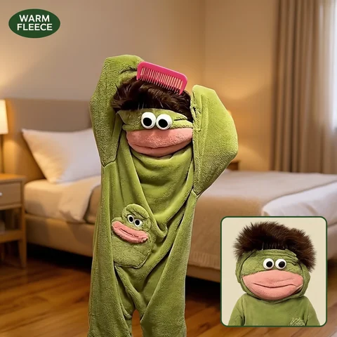 Pajamas Cartoon Big Mouth Monster Cute Funny Onesie Pajamas Thickened Coral Fleece Homewear For Couples Men Women Autumn Winter Pajamas