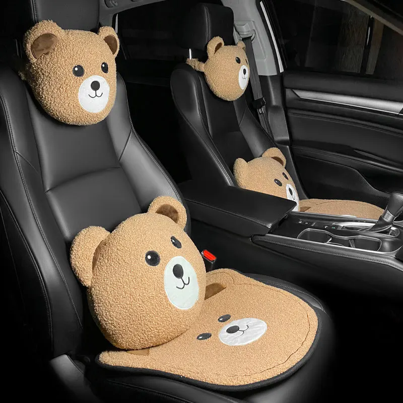 

Car Bear Pig Headrest Neck Protector Waist Pillow Car Interior Accessories Cartoon Cute Seat Belt Cover Car Pillows