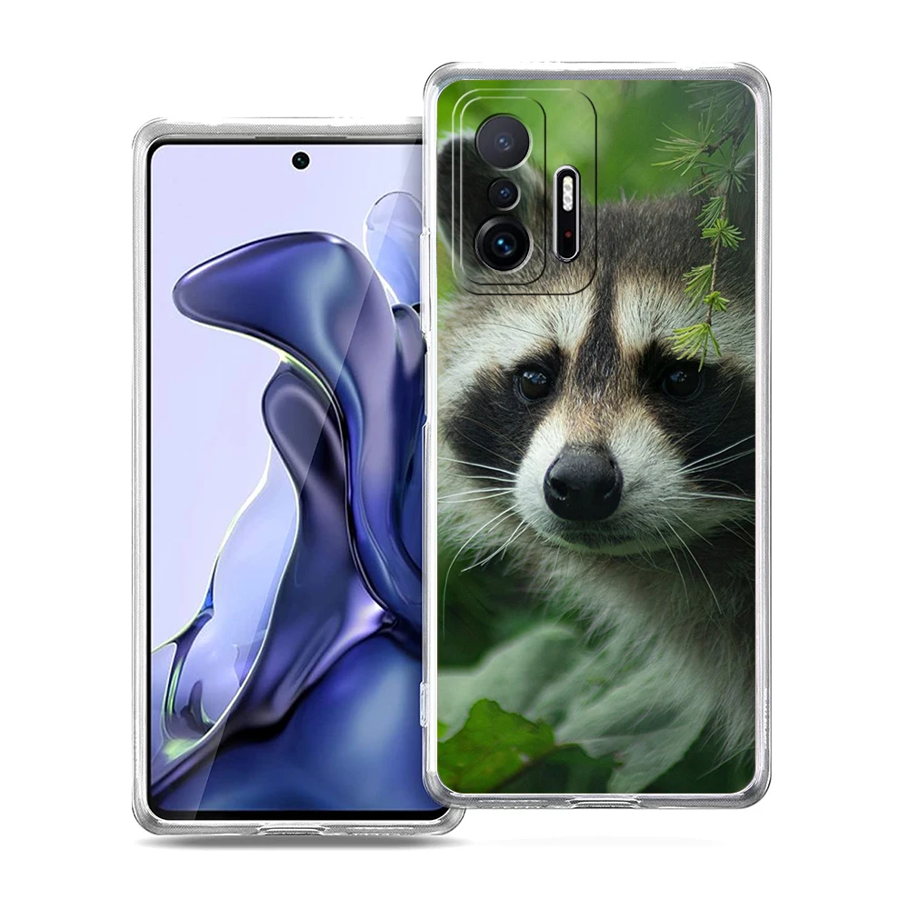 Animal bonito guaxinim transparente caso de telefone para xiaomi mi 11 ultra 12 11t 11x 11i lite poco x3 x4 nfc f3 gt m4 pro 5g casca macia