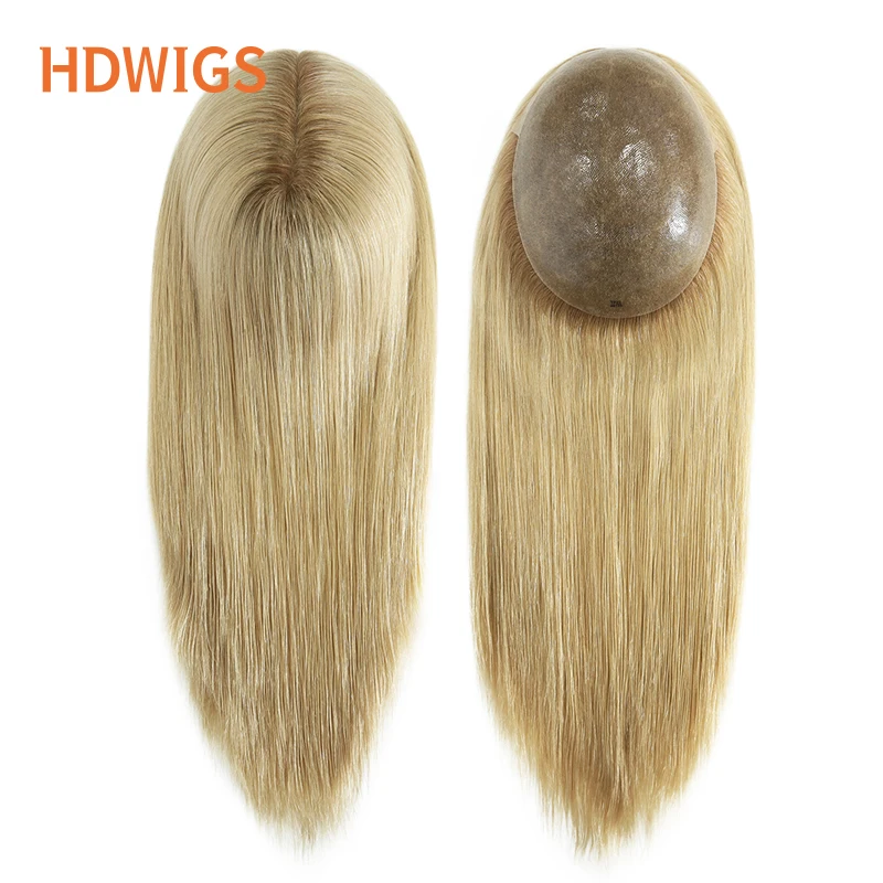 

Женский парик из натуральных волос, тонкая кожа, натуральная линия волос, полный PU Vloop, инъекционный женский топпер, бразильский парик Remy, блондинка 613