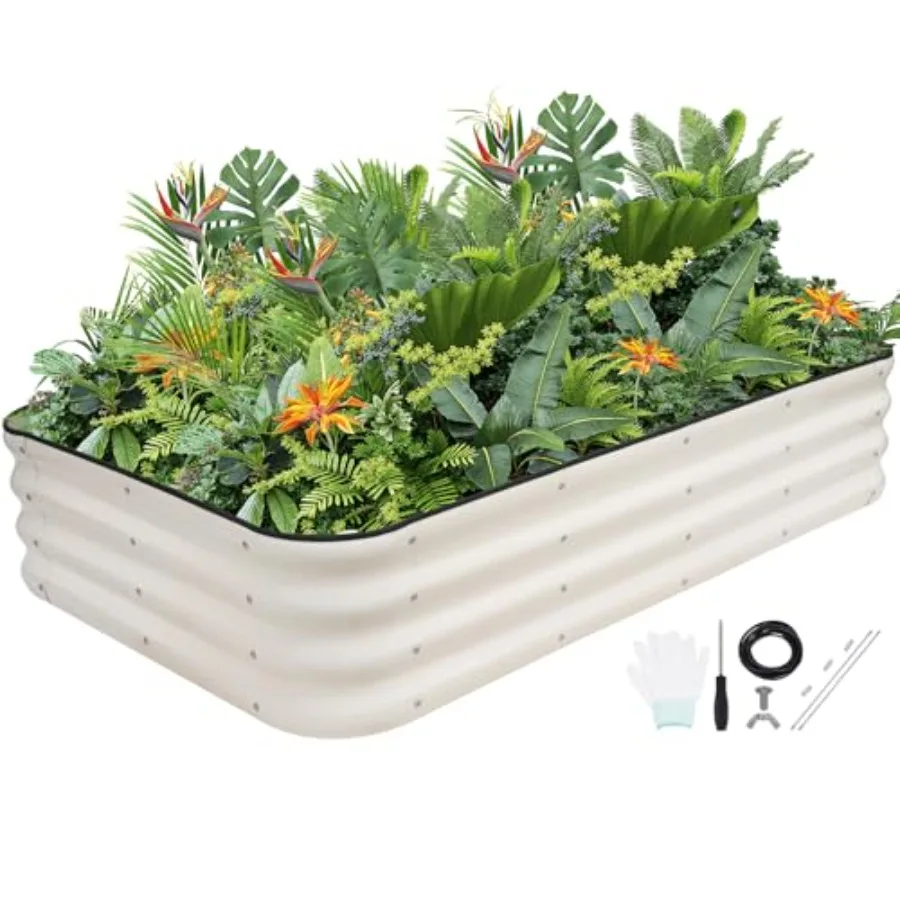 

Комплект регулируемой приподнятой грядки G GOOD GAIN 4-в-1, оцинкованные ящики-клумбы для овощей и цветов, высота 12 дюймов, различные размеры, 5x3