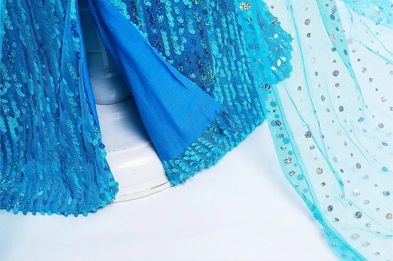 Kinder Elsa Prinzessin Kostüm-Set mit Zubehör, Pailletten-Cosplay-Outfit, Kleidung für kleine Mädchen für Halloween- und Geburtstagsfeiern – Detail 7