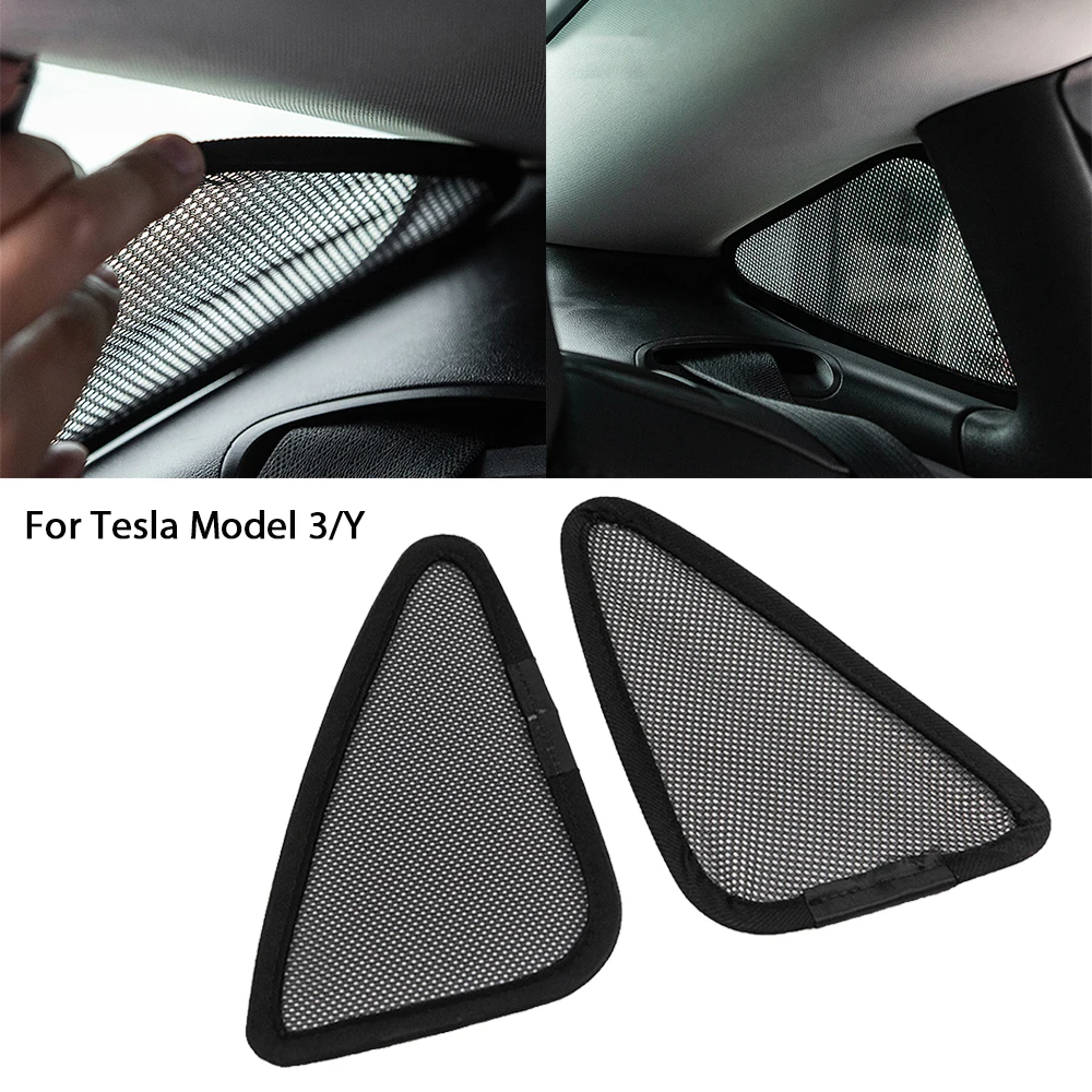 

2PCS Car Rear Window Sunshade Net Small Triangle Shading Mats Light Blocking Pads Protector For Tesla Model 3 Y Auto Accessories