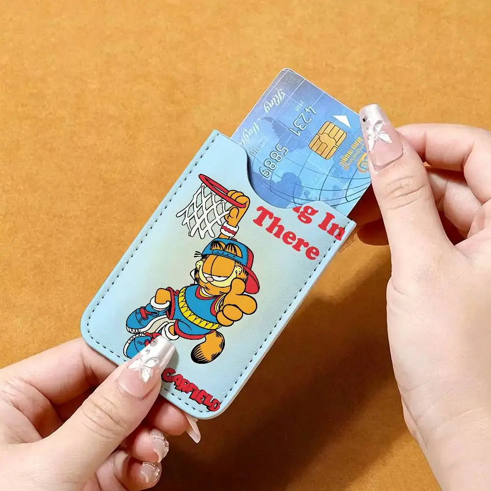 Anime G-Garfields Cat Ultra-Thin Mini Leather Card Holder Wallets for Men Women Lightweight Soft Genuine Leather Credit Card