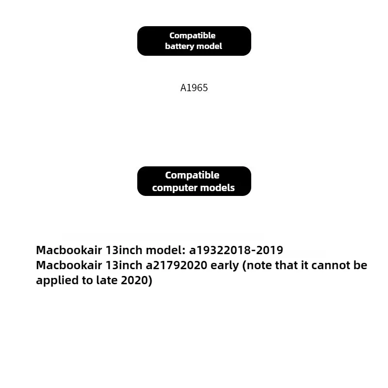 Nova bateria a1965 a1932 compatível com apple macbook air 13 "a2179 2018 2019 2020 bateria 11.4v 4379mah