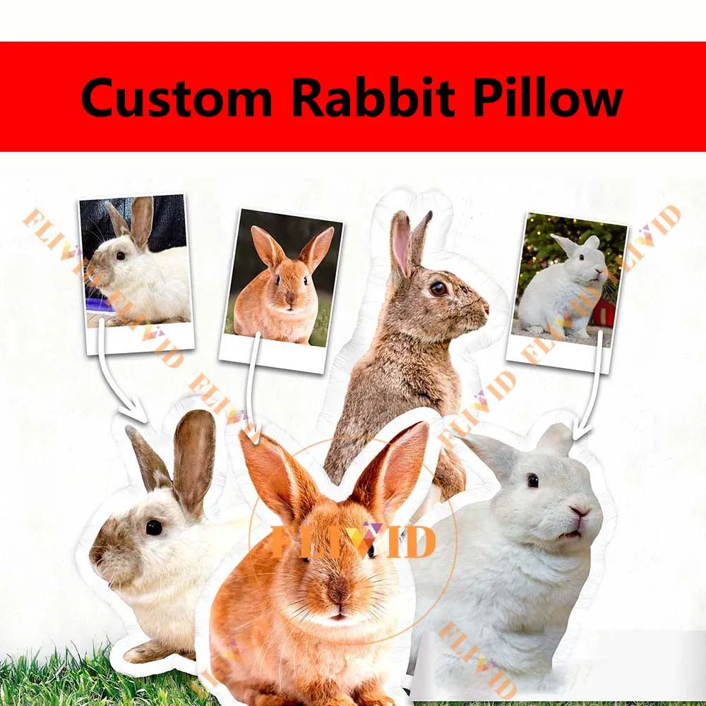 Custom 3D Pet Rabbit Pillow Bunny Photo Pillow Funny Cushion Toys Dolls Stuffed Picture Customization Sofa Car Cushion