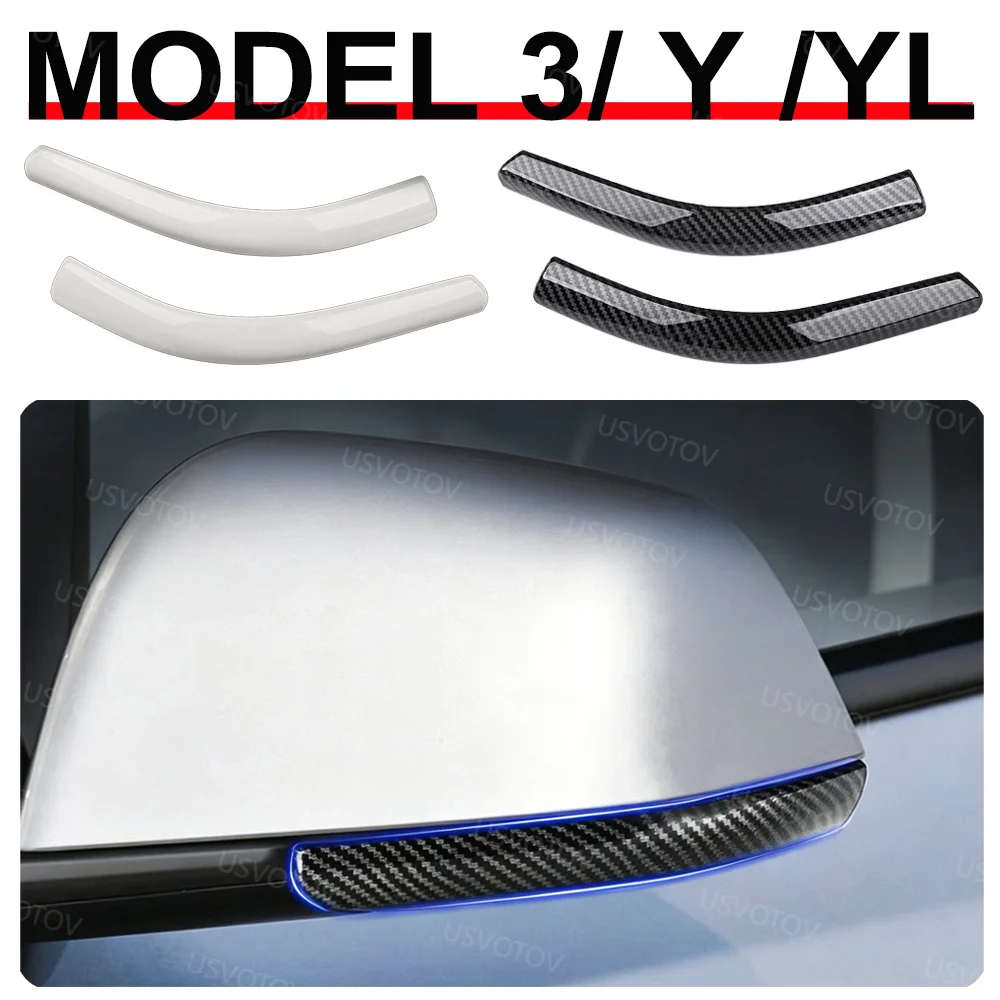 for Tesla Model 3 Y YL Juniper Highland 2026 2025-2021 Rearview Mirror Cover Protector Mirror Edge Trim Strip Travel Accessories