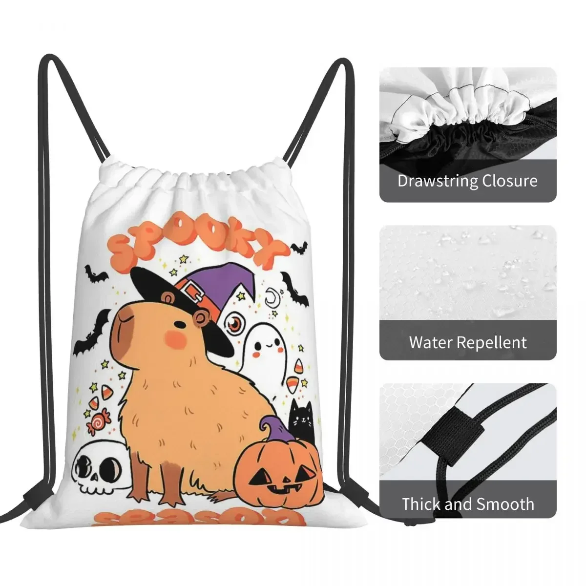 Capybara zaini di Halloween borse portatili con coulisse borsa sportiva con coulisse borsa sportiva per uomo donna scuola