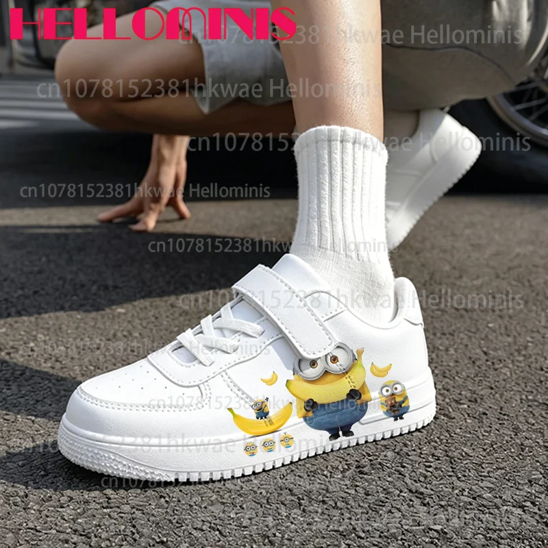 Banana Little Monster Pattern Girls Boys Birthday Gift Minions Cartoon Print Kids Solid Color Lightweight Casual Sports Shoes