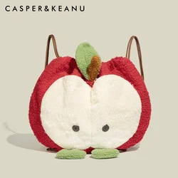 Anime Love and Deepspace Caleb Cosplay Fluffy Apple Drawstring Backpack Cartoon Shoulders Bag Large Capacity Knapsack Xmas Gift