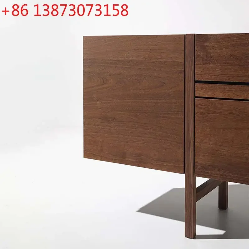Medieval solid wood Nordic modern simple black walnut TV cabinet
