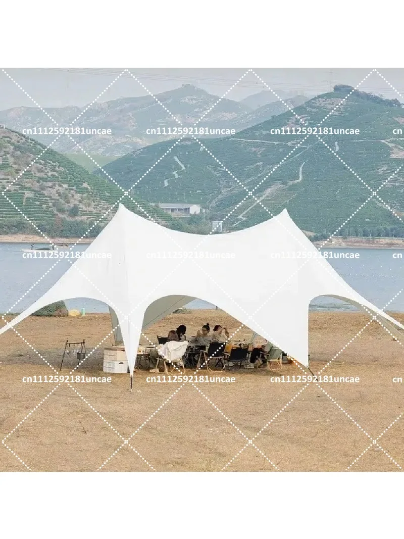 Outdoor 15M Summer Canopy Stretch Star Shaped Beach Sun Shade Tent Straight Bracing Type Event Activity