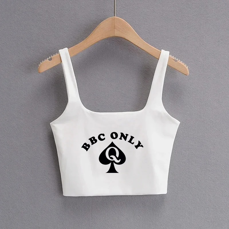 Hot Clothing for Women BBC ONLY Queen of Spades Cute Slim Top Camis Sleeveless Double Layer Good Quality Female Tops White Top