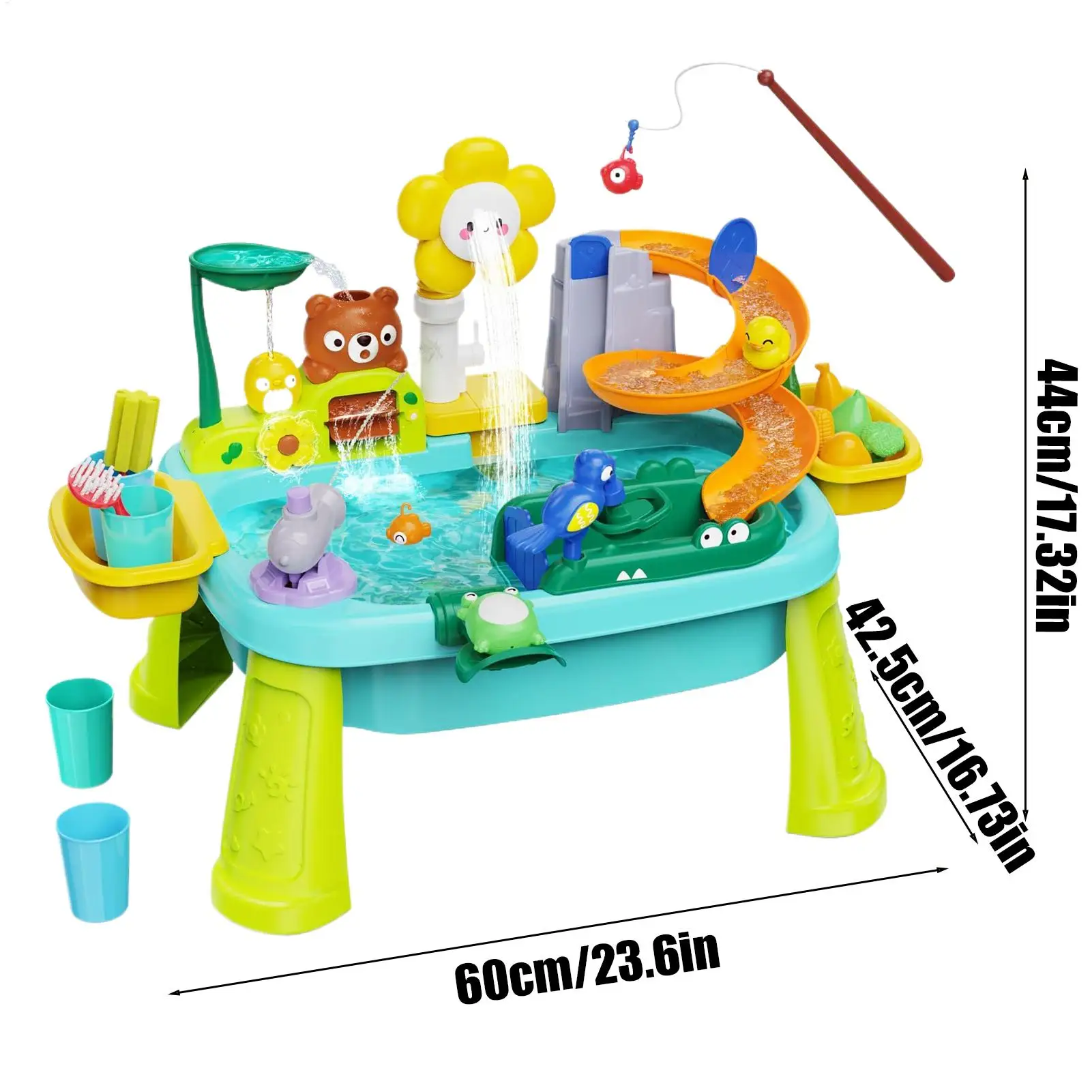 Tavolo ad acqua per bambini Giocattoli da spiaggia all'aperto con pompa elettrica Gioco educativo di finzione Gioco di pesca Giocattolo sensoriale per bambini dai 3 ai 8 anni