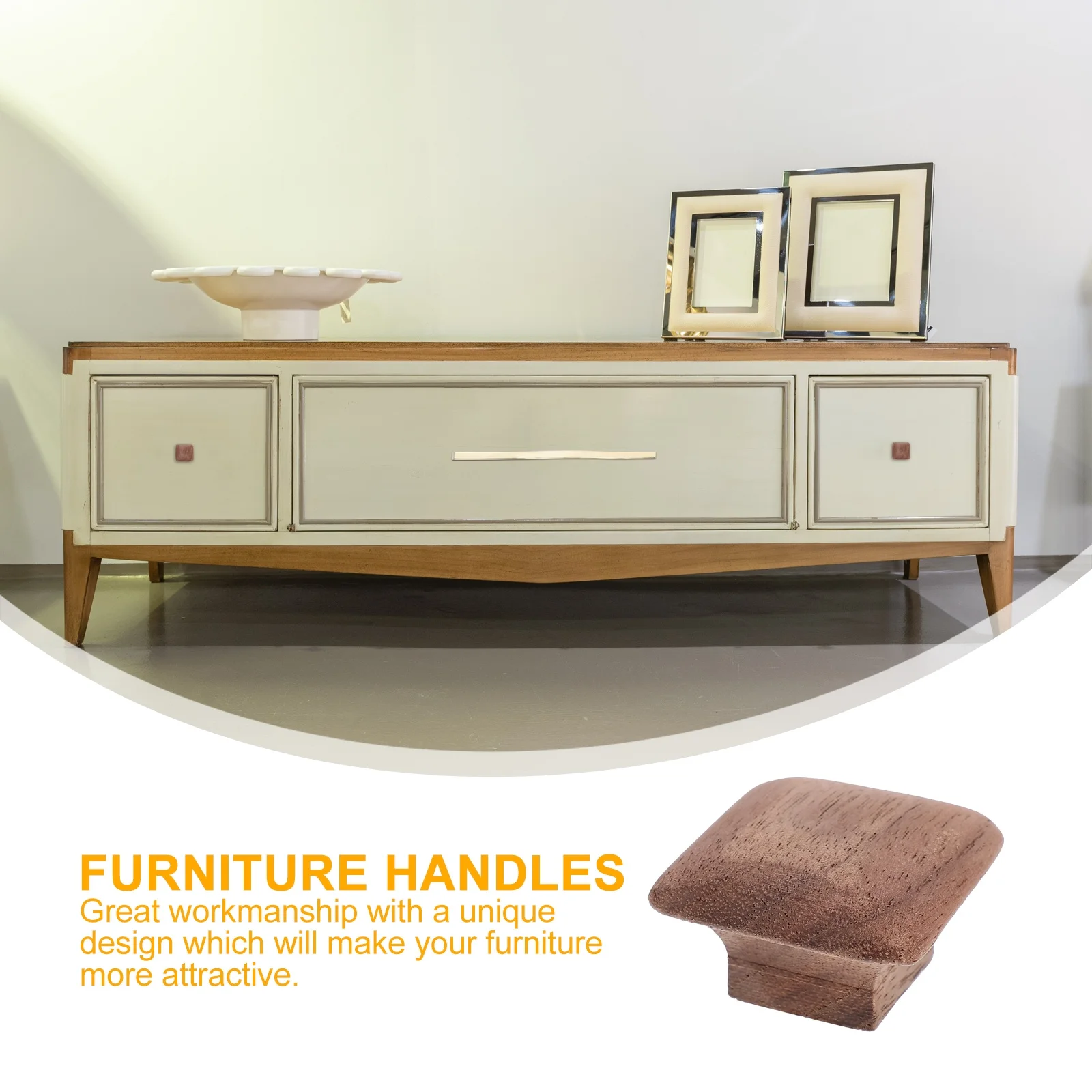 

2Pcs Solid Wood Square Pull Handles Easy Install Furniture Door Drawer Cabinet Knobs Home Decoration Cabinet Handle