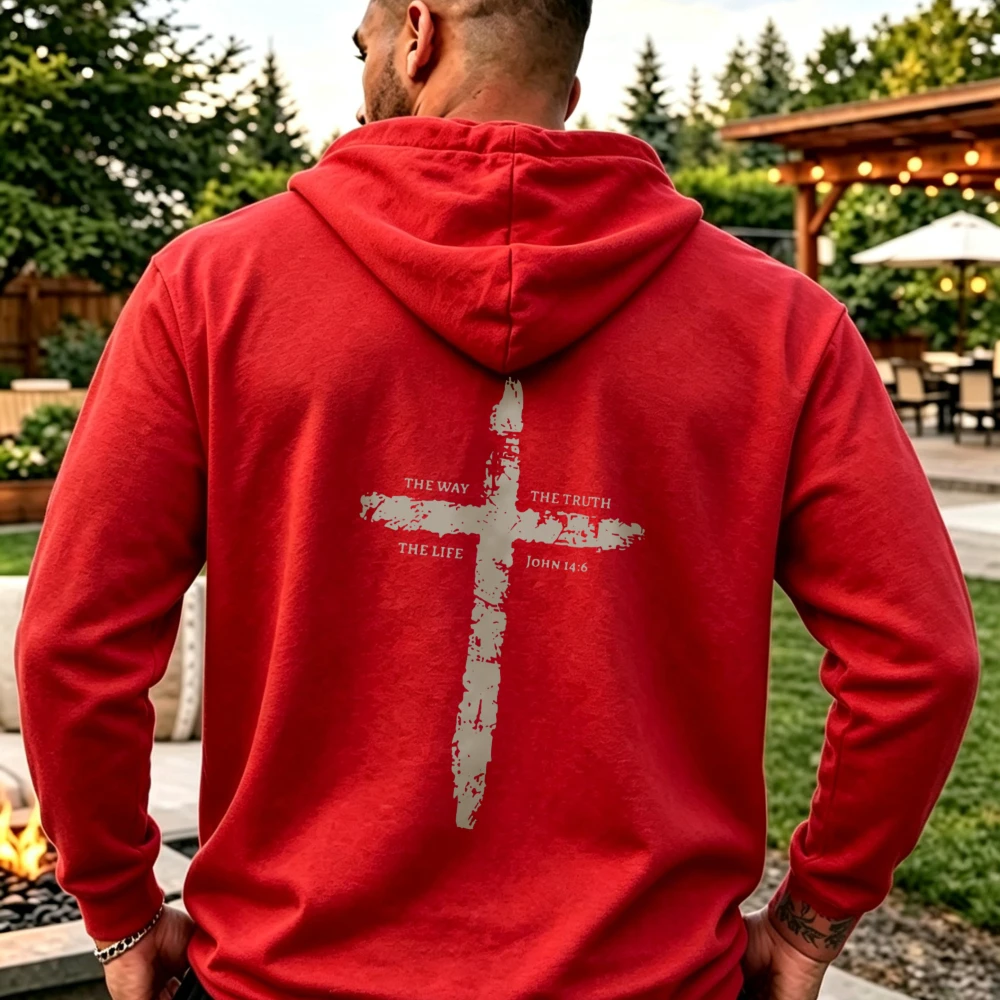 The Way The Truth The Life Cross Christian Faith Graphic Pullover Vintage Bible Verse Religious Quote Print Casual Streetwear