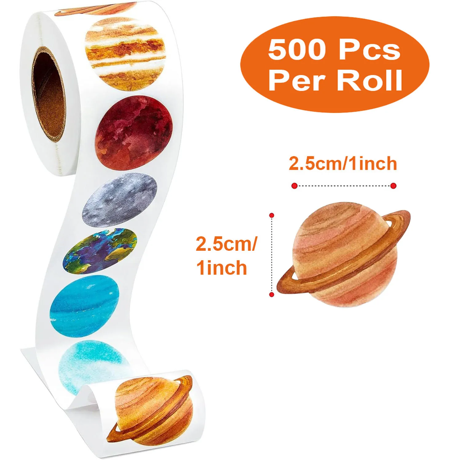 500 قطعة/لفة النظام الشمسي الكواكب الملونة ملصقات 2.5 سنتيمتر/1.0 ''معرفة الفضاء التعلم تزين الهدايا غلاية الهاتف القرطاسية التسمية #6