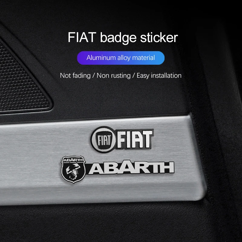 Mini pegatinas decorativas de aluminio para coche, 5 uds./10 Uds., para FIAT 500 Ducato Panda Grande Punto Tipo Pulse Strada 600 500L Mobi Abarth