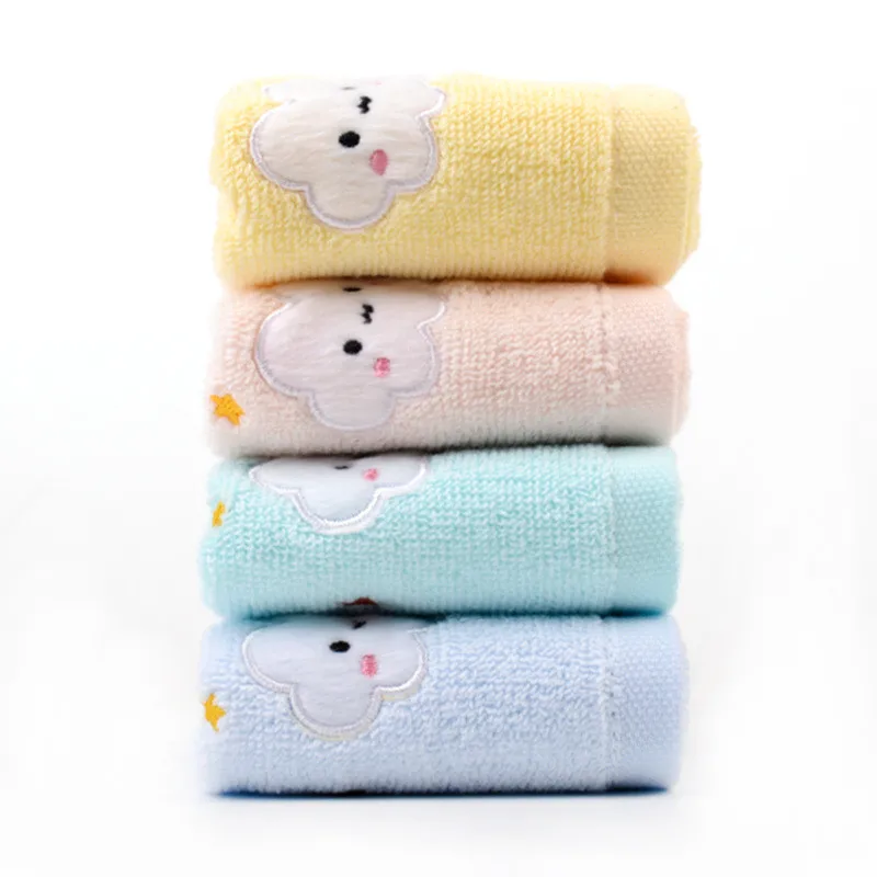 1Pcs 25x25cm Square Small Towel Cartoon Embroidered Cloud Cotton Baby Children Face Hand Washcloth Water Absorbent Soft