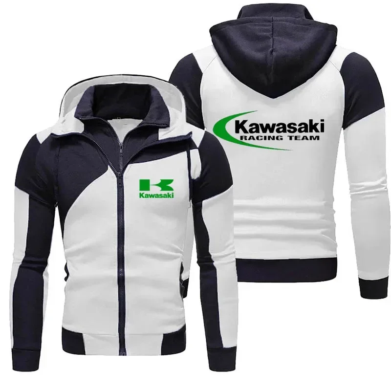 

2025 New Kawasaki Motorcycle Racing Team Men's Zipper Hoodie Spring and Autumn Fashion Double layered Sportswear Women's Jacket
