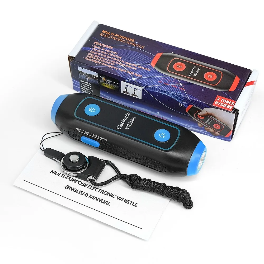 Portable 3 Volume Levels Electronic Whistle LED Light Lanyard Included Emergency Whistle Handheld Electric Whistle For Coaches