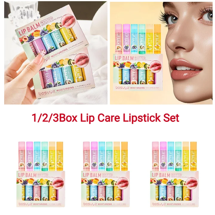 1/2/3 صندوق سلسلة الفاكهة مجموعة بلسم الشفاه العسل فيتامين E ترطيب إصلاح مكافحة متصدع غير لزجة بلسم الشفاه للعناية بالبشرة الشفاه 2026 #1