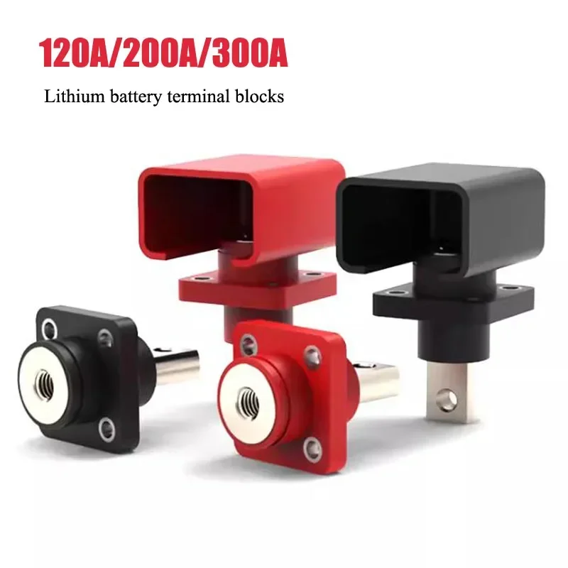 2Pcs 300A 200A 120A All Copper Lithium Battery Terminal Block High Current Energy Inverter Plug Mounted Type Storage Connector