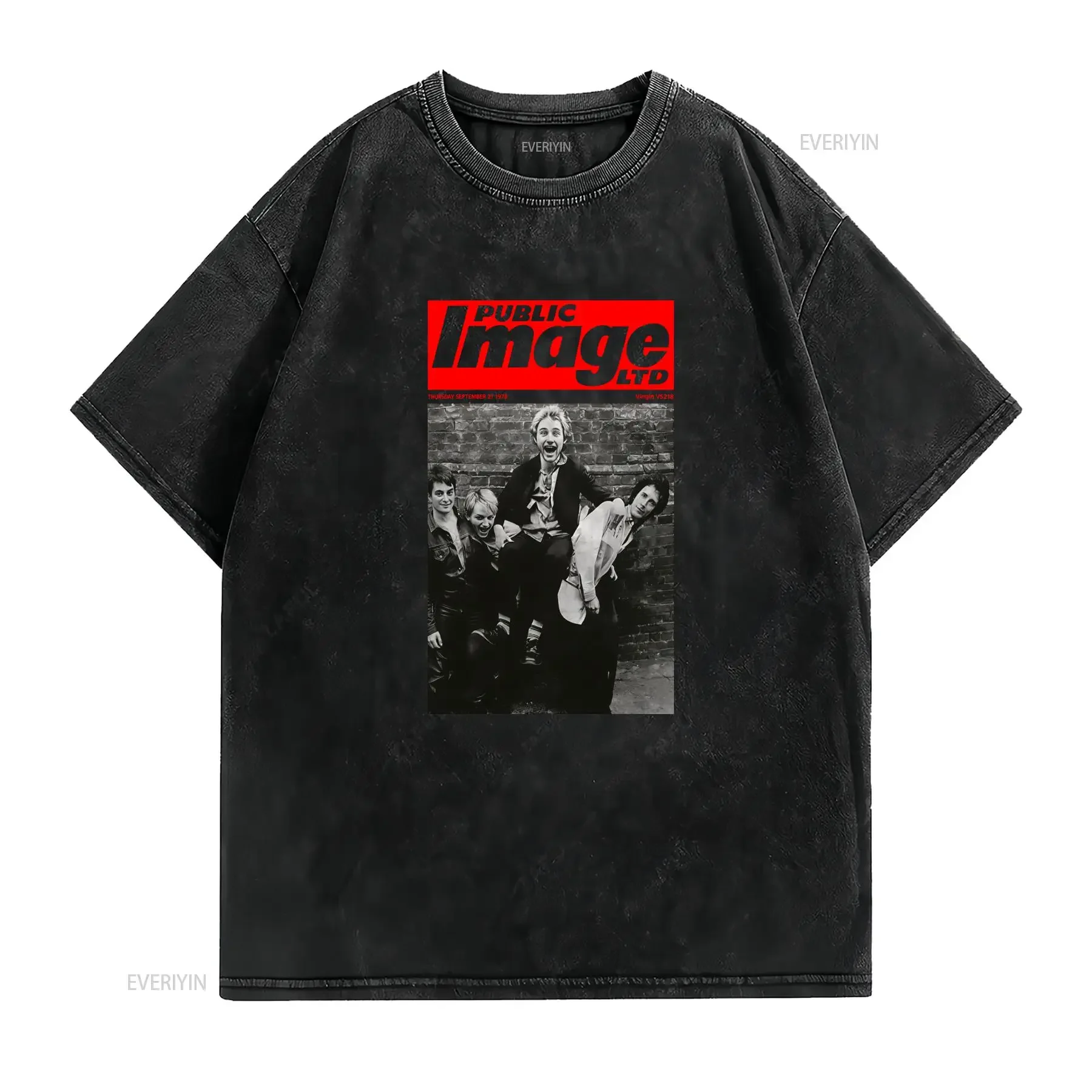 Pil Public Image 1978 Melody Maker Cover T Shirt Iconic Logo Lyric Print Casual Round Neck Vintage Music White with Black