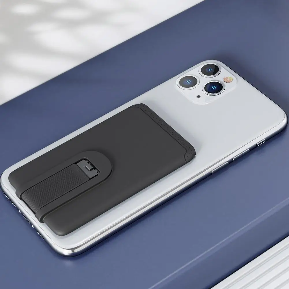 Silicone Phone Card Holder - Adhesive Sticker Pocket With Mobile Phone Stand, Fashion Credit Cardholder For iPhone Samsung view 3