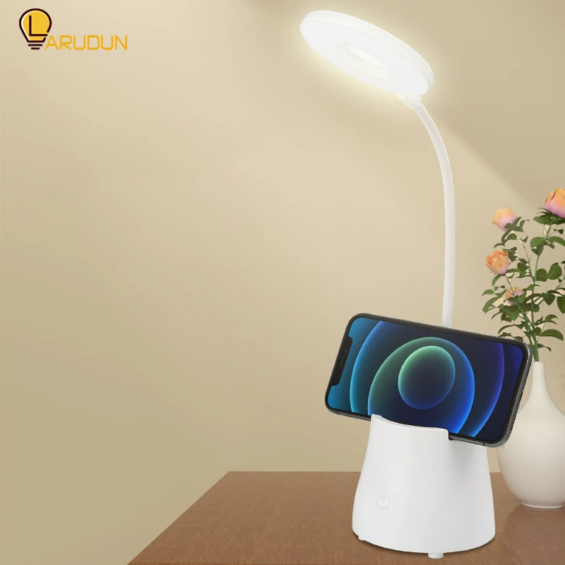 

Children's Eye Protection LED Table Lamp Student Learning Office USB Charging Smart Dimming Desk Lamp Pen Holder Book Light New