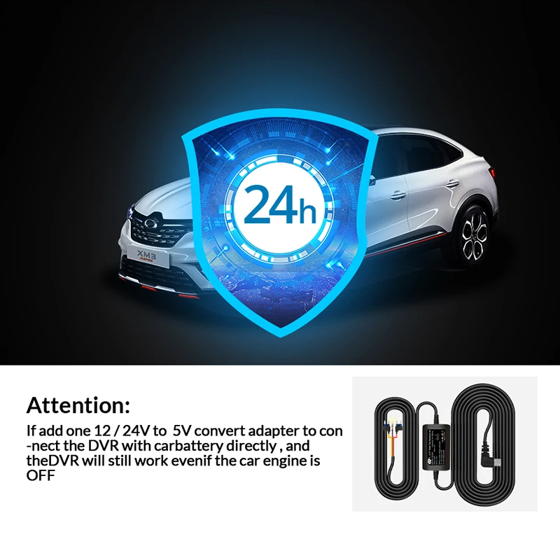 E-ACE 3.5 Meters Buck Line Mini USB Type-C Car Charger Wire Kit For Dash Cam Reaview Mirror 24H Parking Monitoring