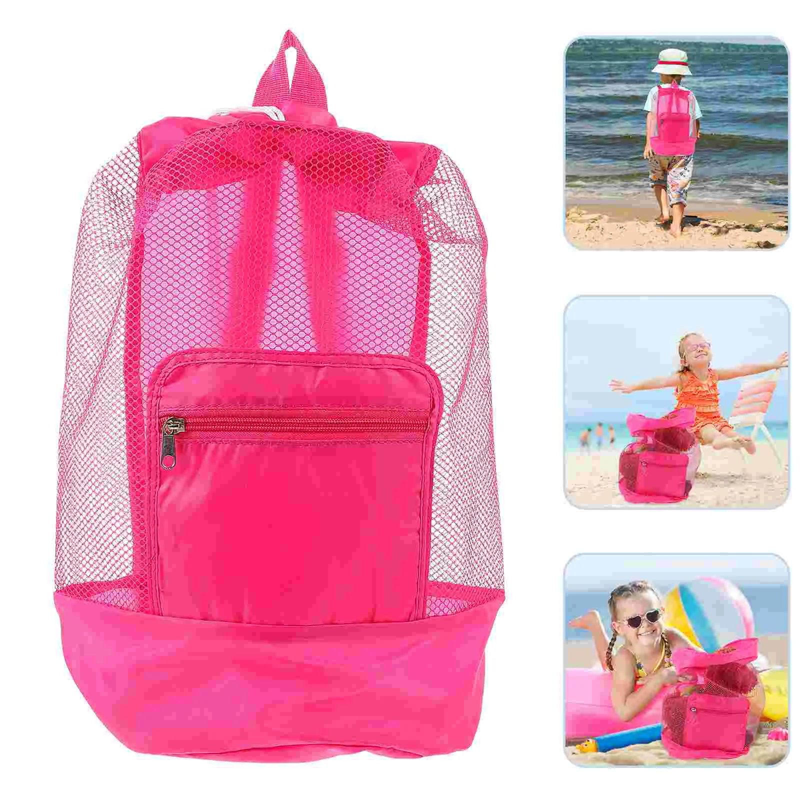 

Children's Toy Storage Beach Bags Shoulder Backpack Mesh for Toys Pouch Carry Drawstring Nylon Vacation