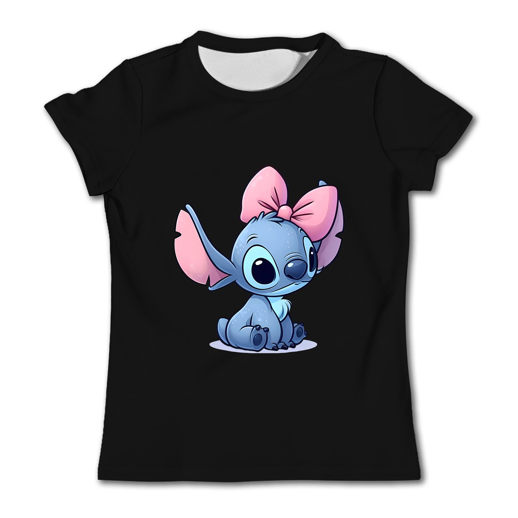 New Disney cartoon pure cotton children\'s T-shirt short sleeved Disney Stitch cute girl pure cotton top T-shirt short sleeved