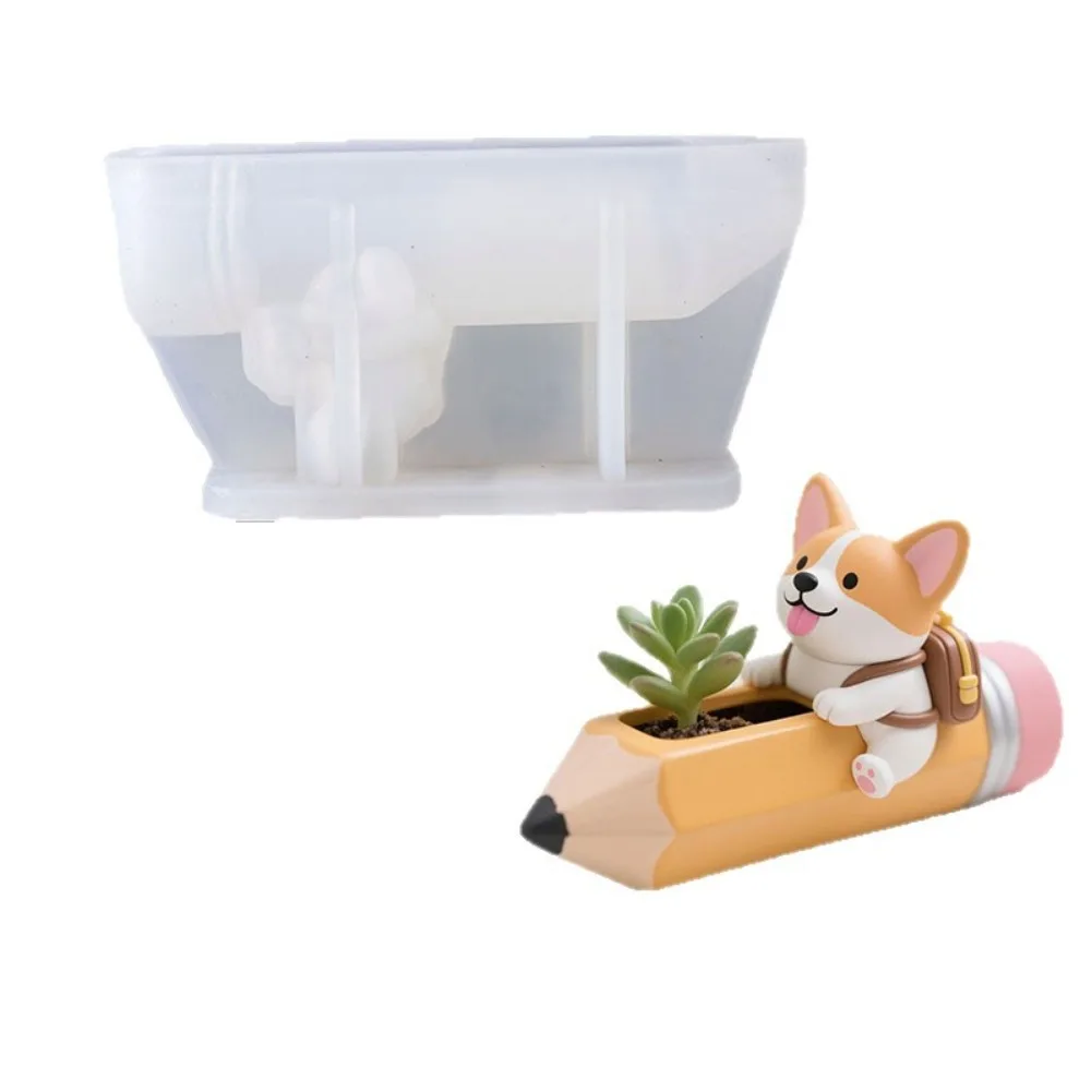 

Pencil Puppy Candle Cup Silicone Mold DIY Handmade Concrete Plaster Candle Jar Flowerpot Epoxy Resin Molds Home Décor