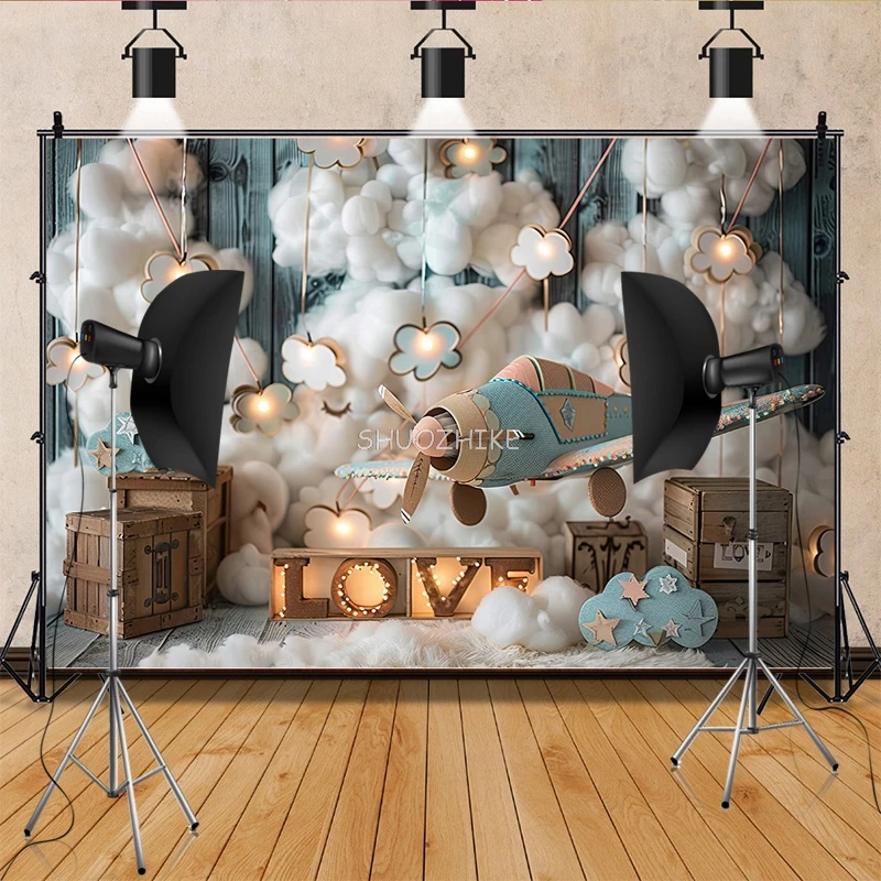 Toy Room Unicorn Balloons Door Photography Backdrops Lighthouse Cloud Moon Baby Birthday Party Photo Studio Background ET-04