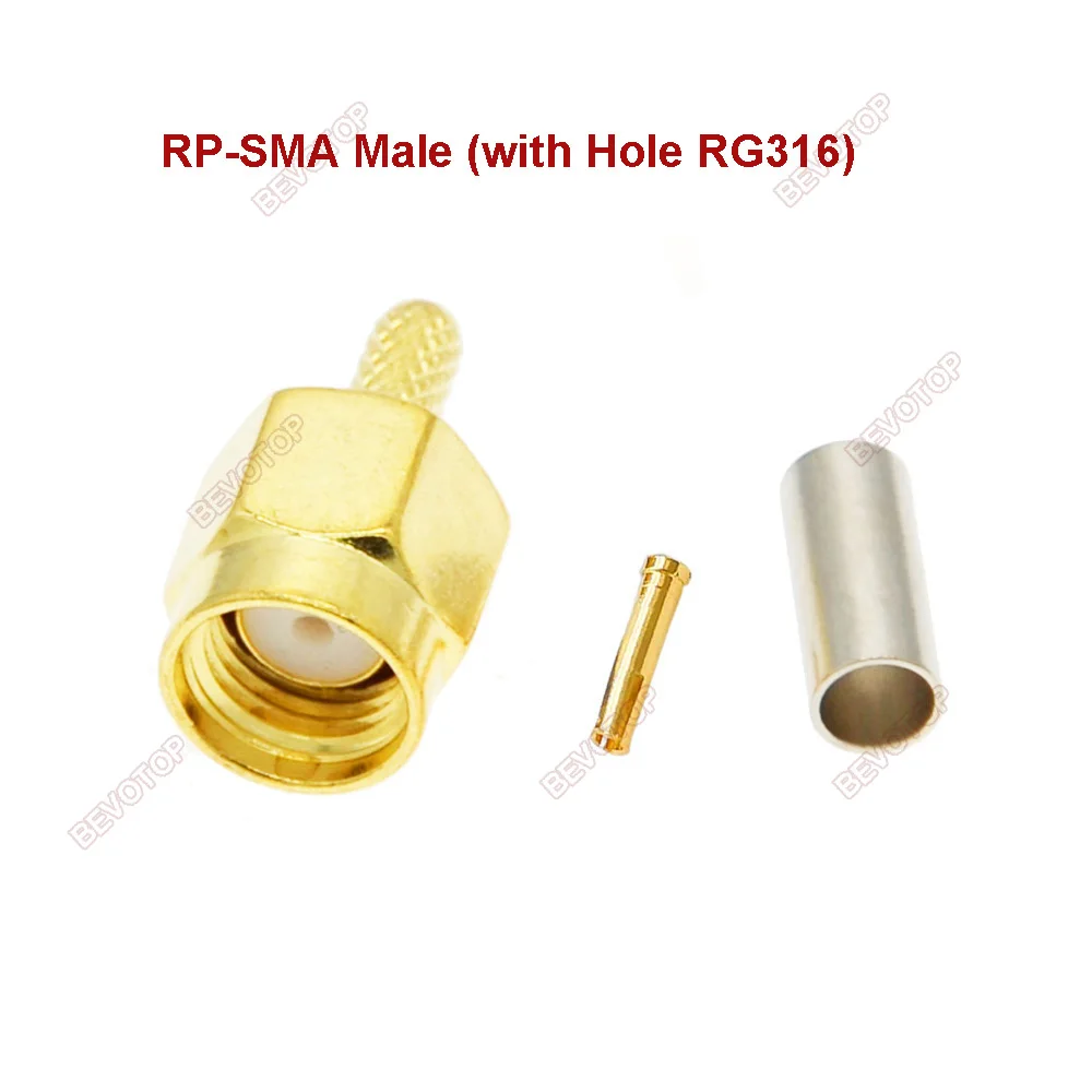 100pcs/lot SMA Male/Female Or RP-SMA Male/Female Center Nut Bulkhead Crimp RG174 RG316 LMR100 RF Connector Gold Plated 50 Ohm image 3