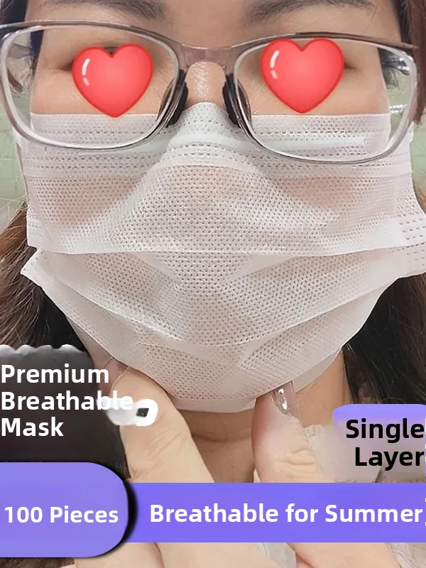 Disposable Breathable Summer Thin Layer Mask Single Double Layer Non-Woven Fabric for Dining And Drinking Sunscreen Dustproof