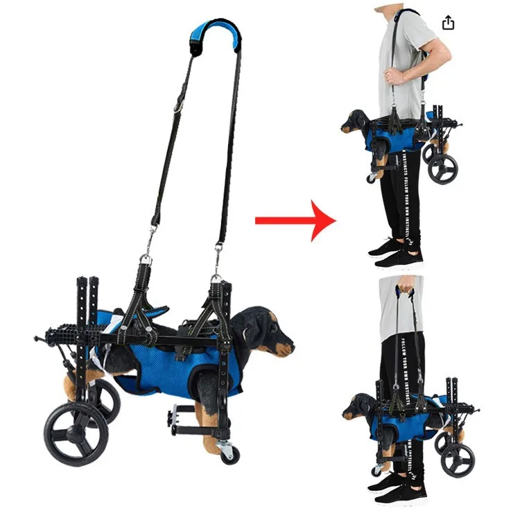 Small Dog Rehabilitation Training Exercise Walking Assist Four Wheels Help Move Out Portable Pet Disability Car