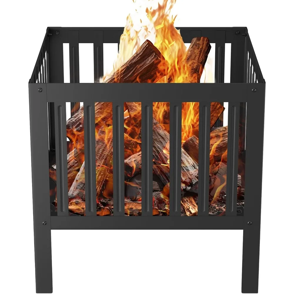 

16 x 16 Inches Square Fire Pit/Bonfire Pit - Perfect for Garden Family Parties & Camping - Durable and Portable Design for Outdo